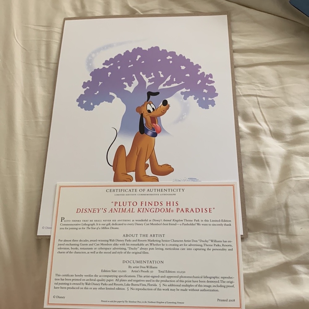 Limited Edition 2008 “Mickey, Minnie, Goofy, Donald and Pluto Lithographs NWOT - Picture 12 of 12